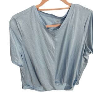 NWT Ideology Sky Blue Short Sleeve Top knit around waist 1x cute soft